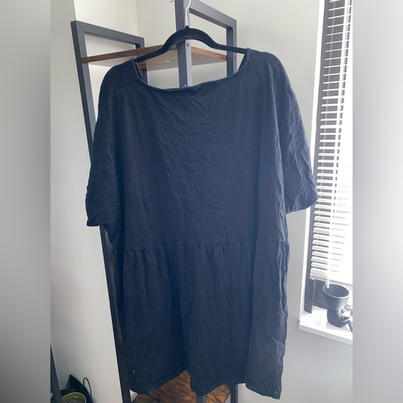 Black Curve button up mini smock dress with pockets - Picture 3 of 4